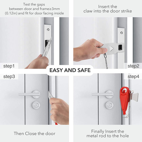 Portable And Heavy Duty Safety Door Lock For Home, Travel, Bedroom, Condo, Apartment, Hotel, & Airbnb - 2 Pieces